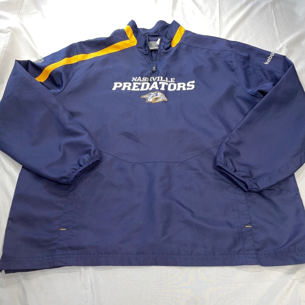 Reebok Nashville Predators NHL Center Ice Quarter Zip Windbreaker Mens 2XL Navy